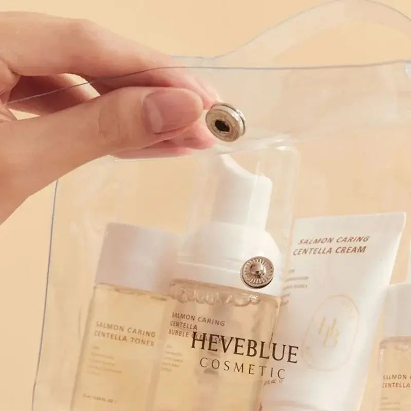 HEVEBLUE Salmon Caring Centella Special Travel Kit Bag at Casa de Ella Mexico