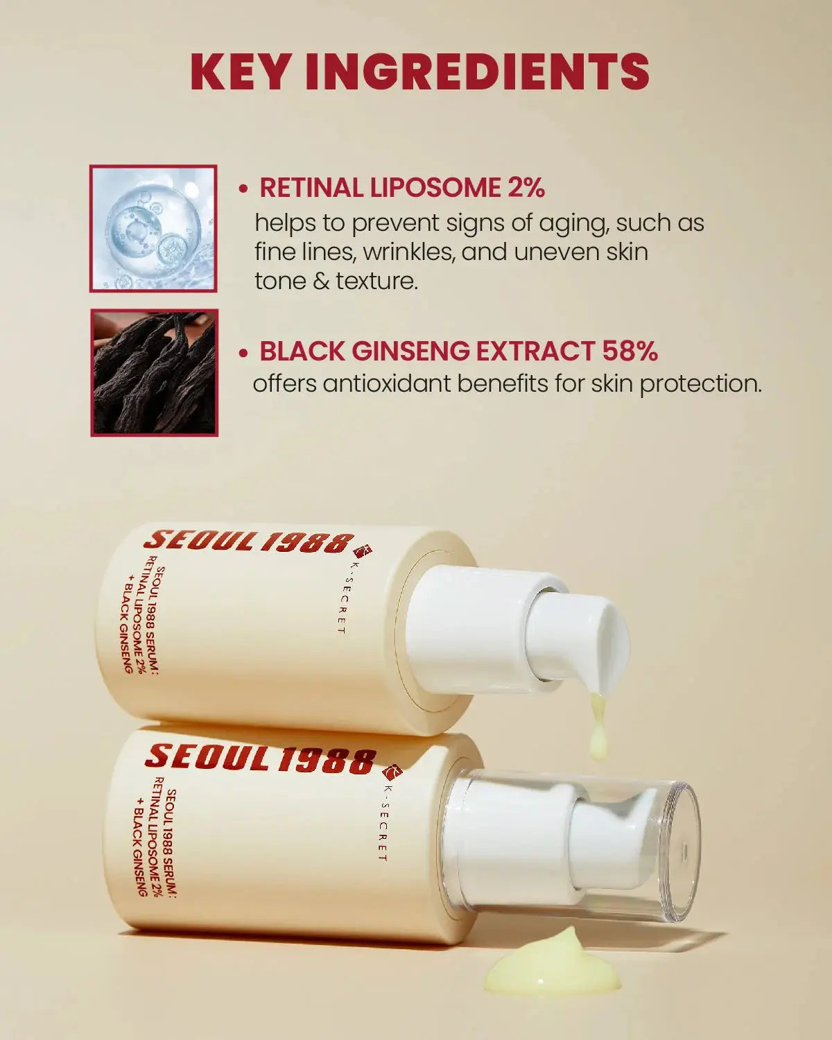 K Secret 1988 Retinal Liposome 2% + Black Ginseng at Casa de Ella Mexico