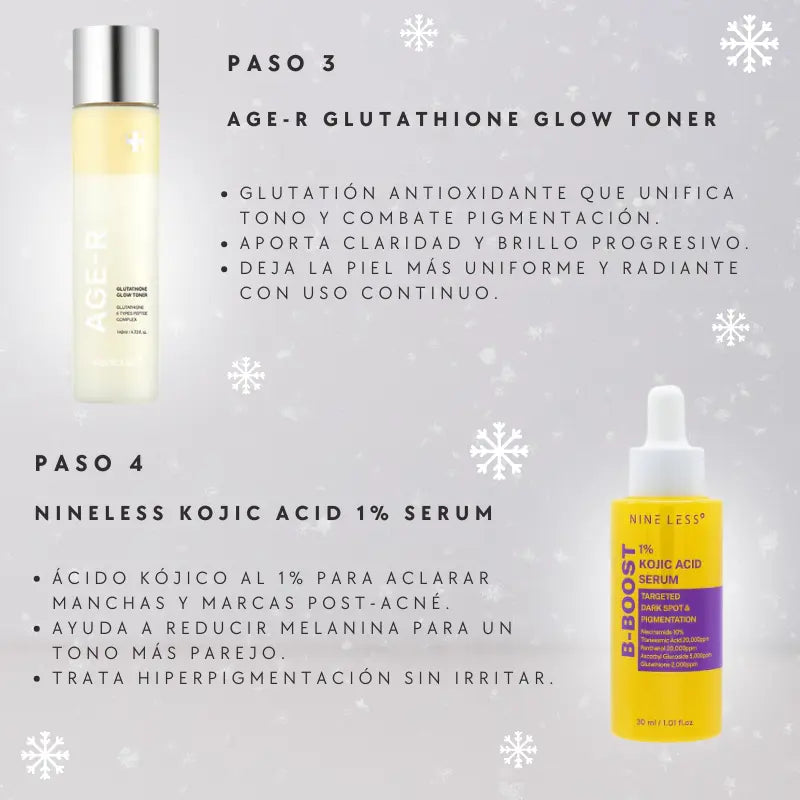 BRIGHTENING BOOST BUNDLE - K BEAUTY RUTINA COMPLETA - PARA PIEL CON MANCHAS - CASA DE ELLA MEXICO