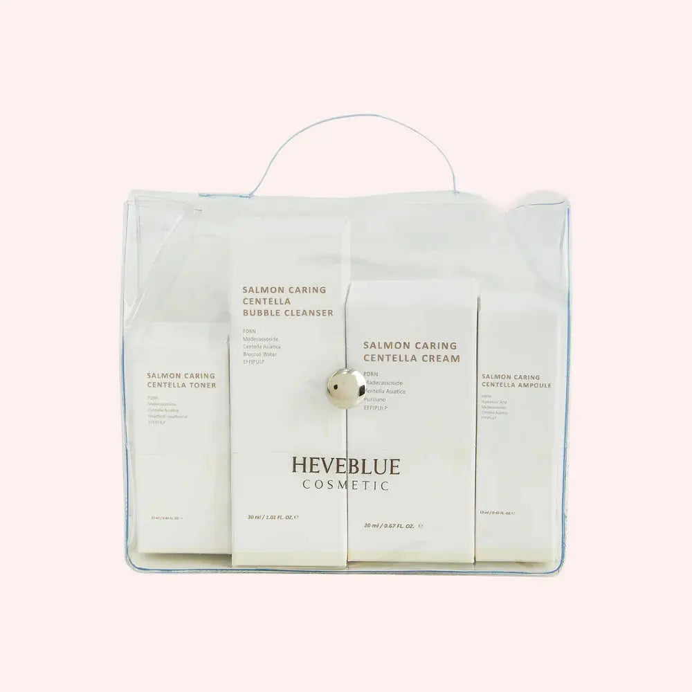 HEVEBLUE Salmon Caring Centella Special Travel Kit Bag at Casa de Ella Mexico